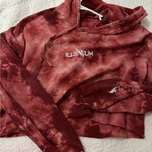 ILLENIUM CROPPED TIE DYE RED HOODIE